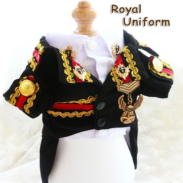 

handmade dog apparel clothes handsome suit with shirt two-piece pet wedding army uniform badge for poodle