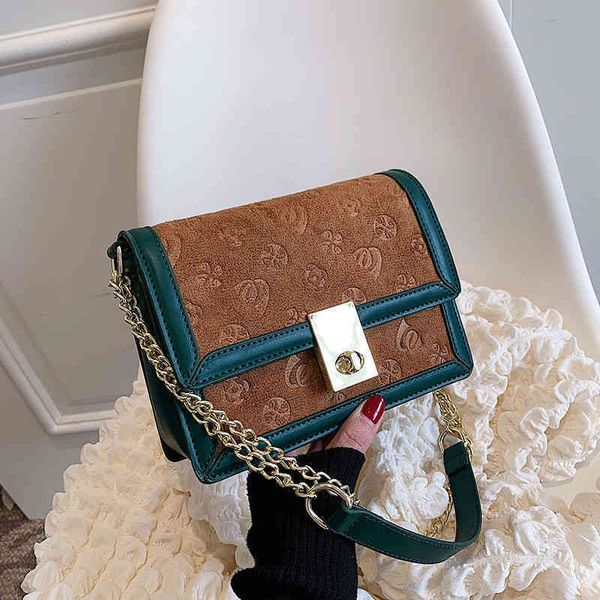 

2022 factory wholesale women's frosted embossed messenger trend fashion chain multi-layer pocket small square bag