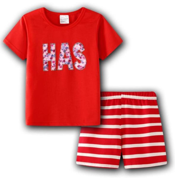 

pajamas summer children's cartoon nightwear clothing sets boys sleepwear clothes kids baby girls cotton pijamas pyjamas, Blue;red