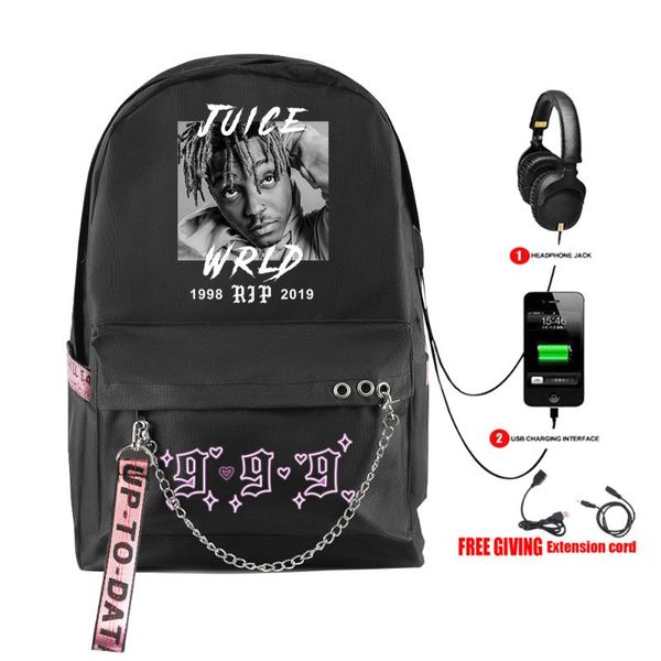 

backpack trendy print juice wrld teen girls/boys travel bags usb rechargeable schoolbag creative fashion multifunction