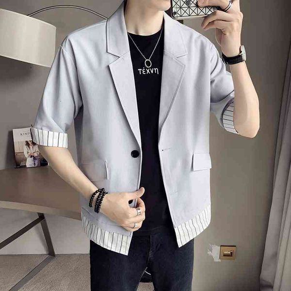 

men's suits & blazers british-style men fake two pieces suit jacket korean leisure all-match simple suit- male single-breasted, White;black