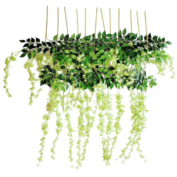 

party decoration 12pcs artificial wisteria hanging vine simulation garden flower plant rattan wedding home decor
