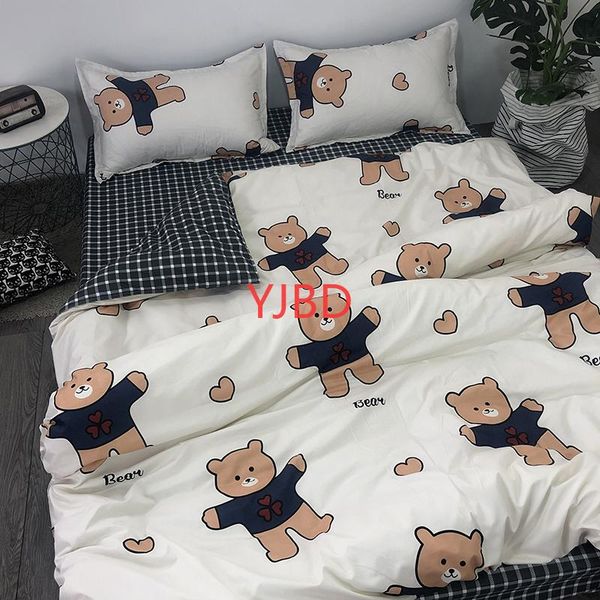 

bedding sets yjbd korean cute biscuit bear four-piece set single 1.5 m cartoon student dormitory three of quilt cover 005