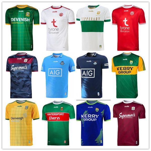 

2021 gaa kerry tyrone mayo jerseys cork meath galway dublin ath cliath gaillimh tipperary ciobubraio arann rugby camisas for mens, Black;gray