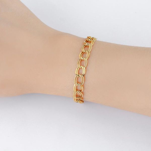 

charm bracelets stainless steel luxury akela thick chain bracelet oval plain sparkling o style bangle for beach girl gift, Golden;silver