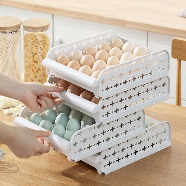 

storage bottles & jars plastic 20-compartment egg box food protection rack space-saving multi-layer kitchen refrigerator fresh-keeping