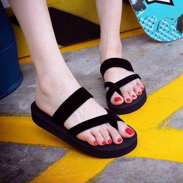 

slippers 2021 summer flip flops for woman platform female casual home wedges fashion beach slides black mules sandalias