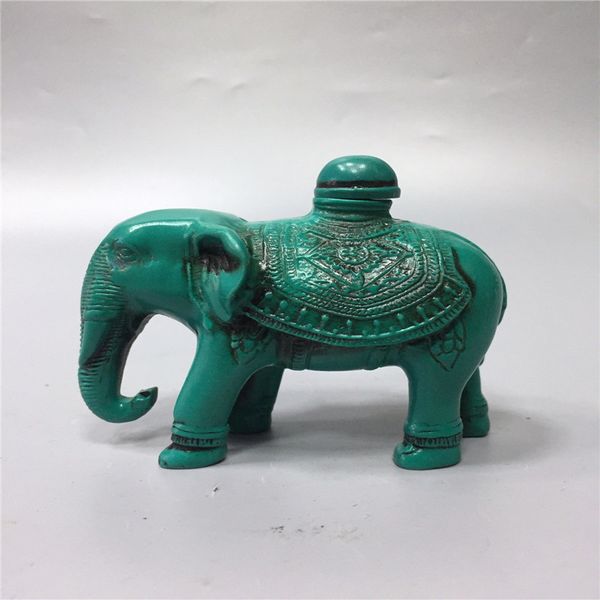 

china old beijing old goods turquoise carving elephant snuff bottle, Brown