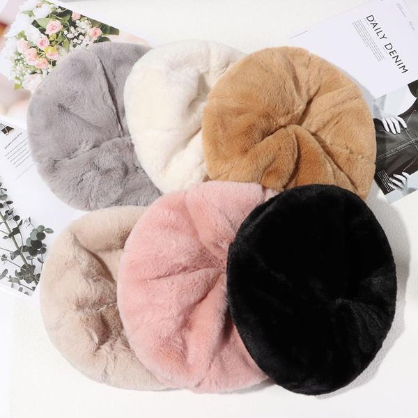 

beanies fashion faux fur vintage winter painter hat french artist cap warm beret