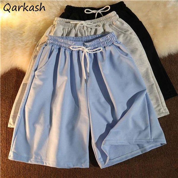 

women's shorts women teenagers elastic waist harajuku minimalist bf leisure basic summer stylish est all-match workout couple, White;black