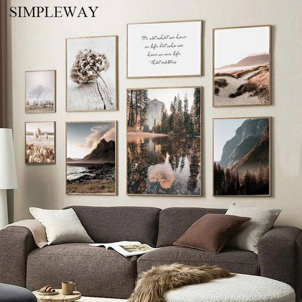 

paintings scandinavian mountain lake wall art poster nordic pography print autumn nature landscape painting picture modern home decor