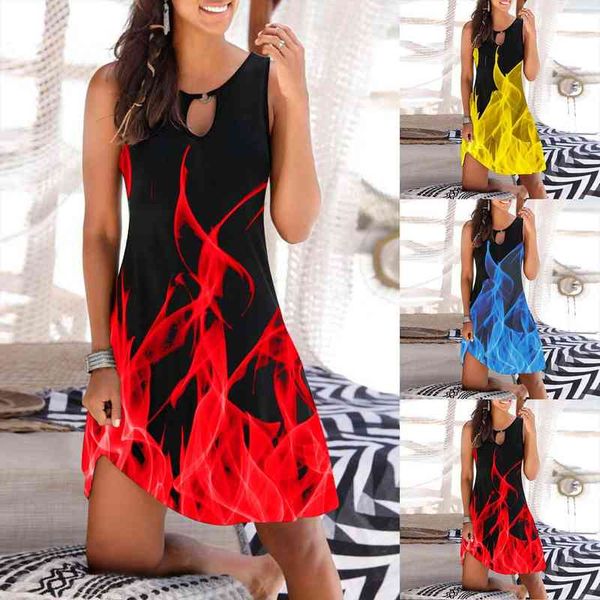 

summer dress womens cute white sundress casual sleeveless o-neck t-shirts boho print dress sundress dresses vestidos, Black;gray