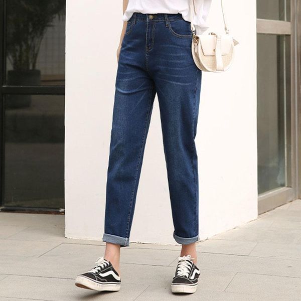 

straight denim pants oversized l women jean 6xl high waist loose thin all seasons retro wide leg ladies, Blue
