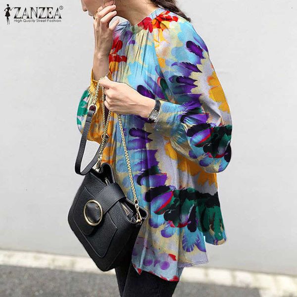 

women's blouses & shirts blouses vintage printed back button blouse casual puff sleeve blusas female colorful plus size tuni 1af6, White