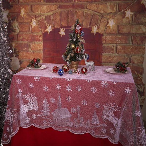 

table cloth christmas wedding decoration tablecloth snowflake elk lace glass cover room decor suppliers