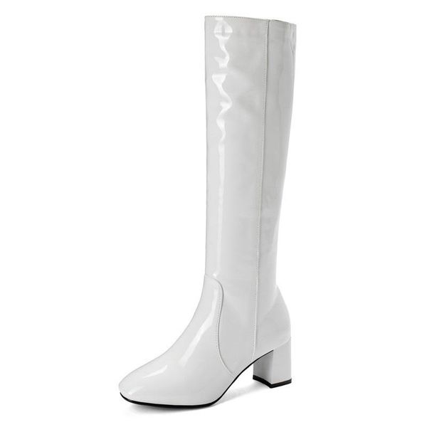 

boots autumn wind and product in winter of 2021 thick heel high square head 40-45 large tube knight, Black