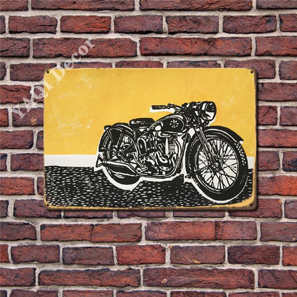 

hand painted motorcycle vintage metal tin signs pub garage club decoration man cave wall posters motor decorative plaquea