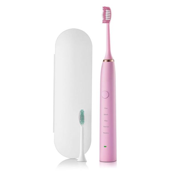 

waterproof d6 ultrasonic electric toothbrush usb charge rechargeable tooth brushes with 2 pcs replacement heads timer brush smart