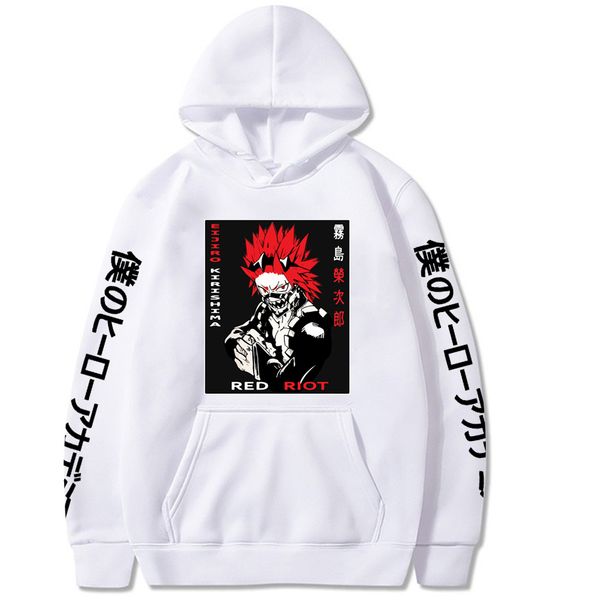 

2021 harajuku my hero academia hoodies japanese anime kirishima eijirou printed men's hoodie sweatshirts, Black