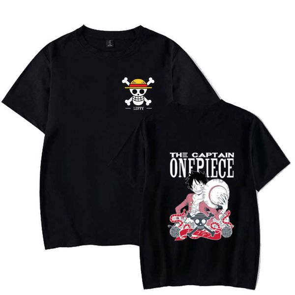 One Piece Hot Anime T-Shirt Kurzarm O-Ausschnitt Loose Fashion Print Y0809