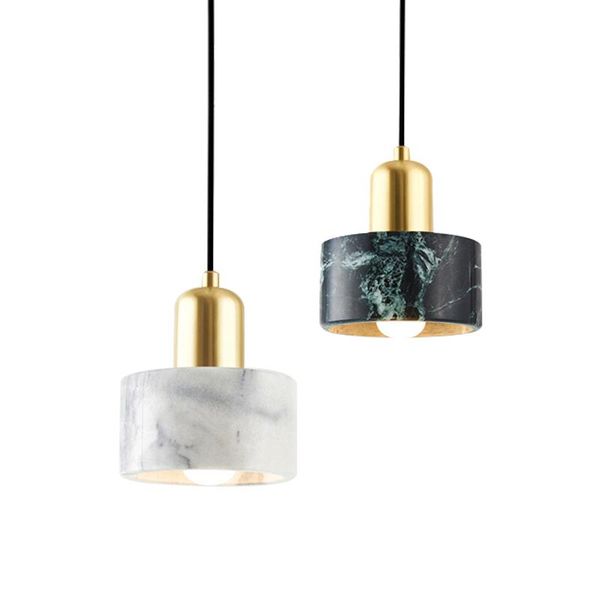 

pendant lamps luxury real brass lamp simple bedroom restaurant bar indoor decor luminaire green/white natural marble e27 hanging light
