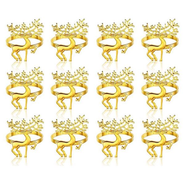 

napkin rings 12 pcs christmas deer for dinners parties,table decoration,christmas and kitchen dining,etc-abux