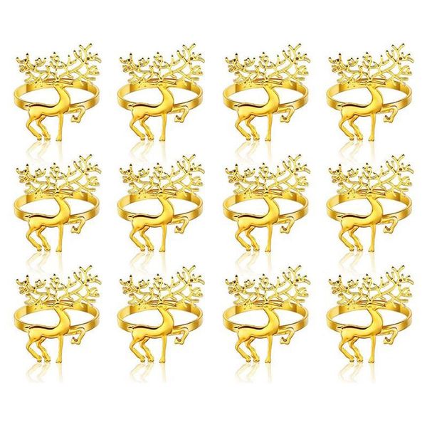 

napkin rings 12 pcs christmas deer for dinners parties,table decoration,christmas and kitchen dining,etc-abux