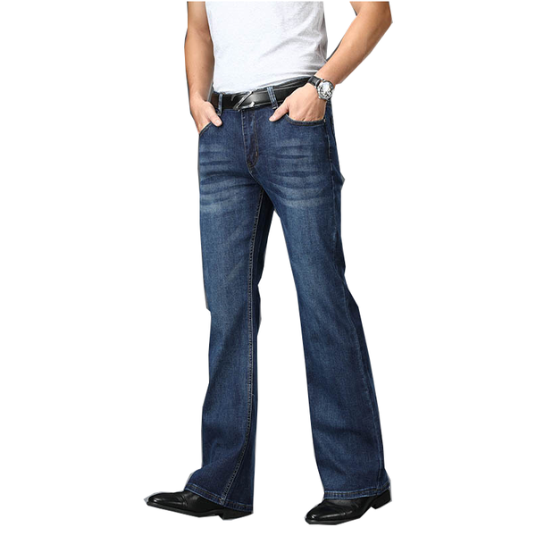 

men's pants pantalones vaqueros acampanados para hombre, jeans elÃ¡sticos de cintura alta, acampanados, diseÃ±o clÃ¡sico, Black