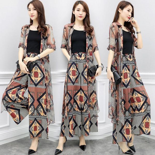 

big size cardigan two piece set clothes for women pant suit floral print stylish women's summer ensemble femme survetement pants, White