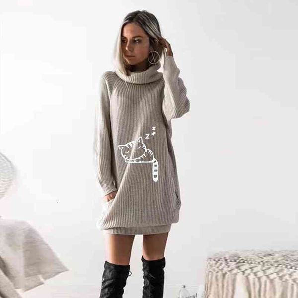 

women autumn winter turtleneck sweater dress fashion long sleeve gray knitted dress female jumper women warm clothes, Black;gray