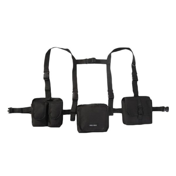 

outdoor bags black chest rig bag waist vest front pack harness hip hop functional 3 packs