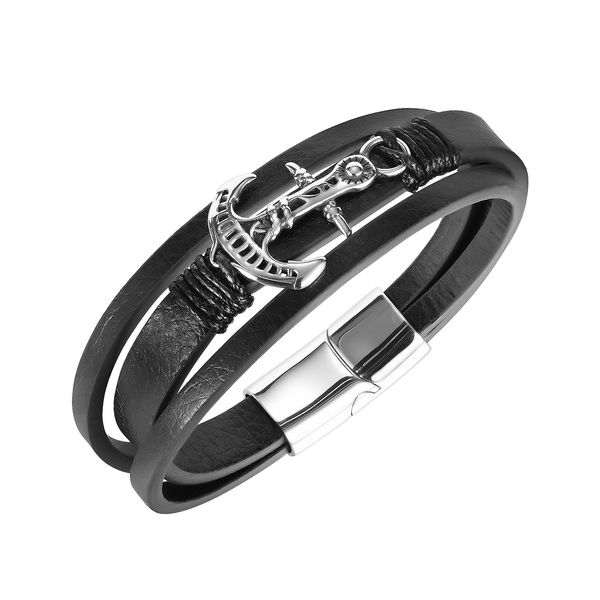 

multicolour braided leather bracelet for men jewelry stainless steel male sliver charm bangles boys birthdays gifts, Golden;silver