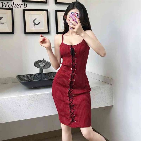 

women dress fashion spaghetti strap knitted bodycon dresses bandage slim stretch ladies robe vestidos mujer summer 210519, Black;gray