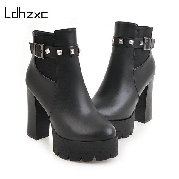 

boots ldhzxc black white woman women shoes ladies platform ankle high heel rubber