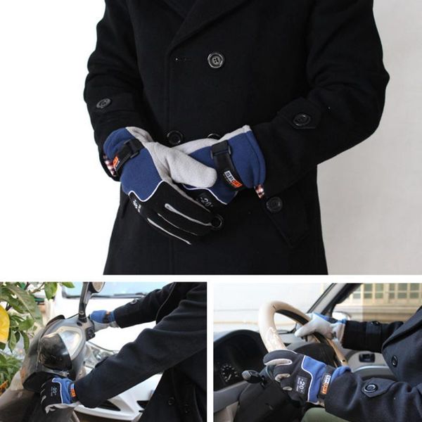

cycling gloves warm winter bicycle touch screen full finger outdoor skiing motorcycle windproof thermal fleece glove, Black