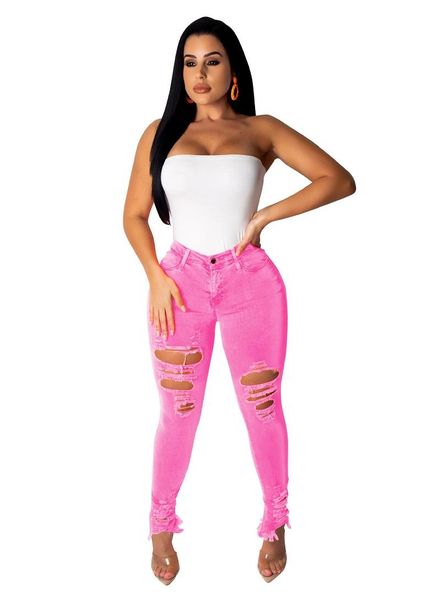 

women's pants & capris joiekuno solid hole mid bodycon 2021 blusas mujer de moda long women fashion ladies street trousers c552, Black;white