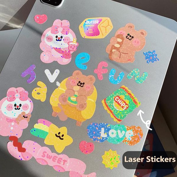 

gift wrap ins korea cute bear sticker diy scrapbook collage mobile diary happy planner sealing decoration