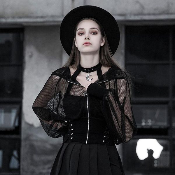 

women's jackets punk rave goth sheer fitted short coat py384xd, Black;brown