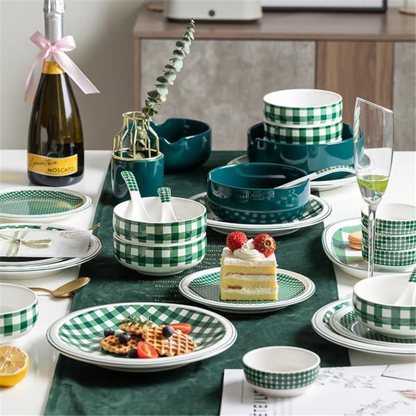 

european ceramic dinner steak plate porcelain noodle rice bowl ramen pasta dessert dish microwave safe kitchen dinnerware bowls