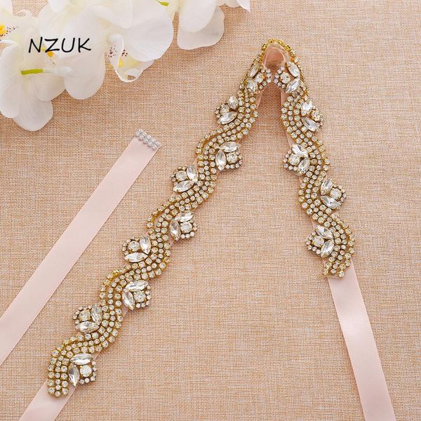 

wedding sashes handmade gold rhinestones bridal belt crystal for dress zzy196g, White