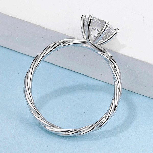 

set auger female ring vine six claws 1 carat d color 925 sterling silver ring, Slivery;golden