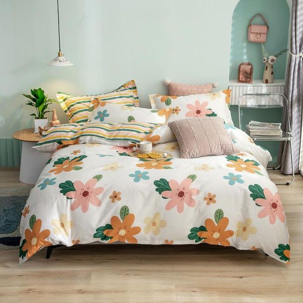 

bedding sets flowers print set fashion double design skin-friend cotton fabric quilt cover sheet pillowcases enjoy soft night oceania