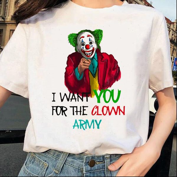 

women t shirts joker print shirt harajuku korean style o neck summer short sleeve casual white