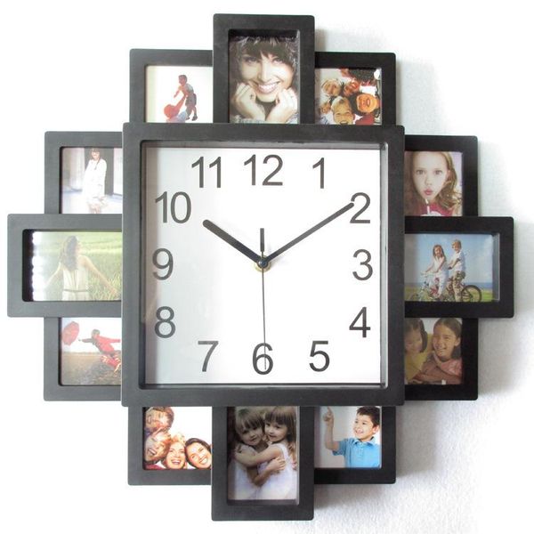 

wall clocks wholesale 16-inch black plastic po frame clock with