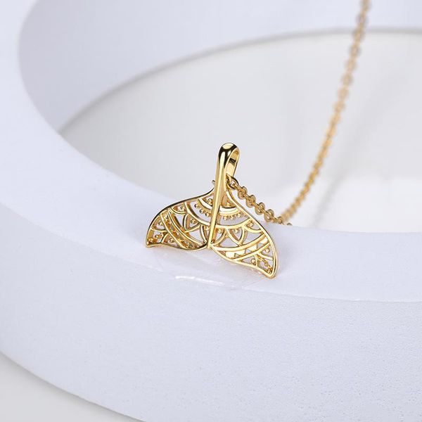 

pendant necklaces boho women whale necklace tail fish nautical stainless steel chokers charm hollows jewelry for 2021, Silver