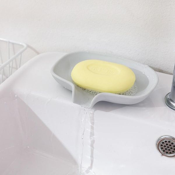 

2pcs soap dishes with drain pan shower/bathroom silicone holder keep dry clean