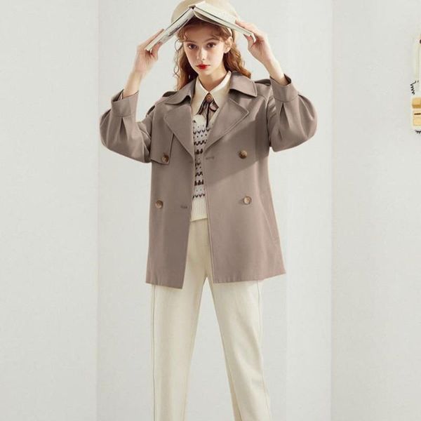 

women's trench coats fashion oversized coat female casual loose double-breasted windbreaker spring autumn ladies outerwear s-3xl size, Tan;black