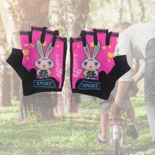 

cycling gloves kids child outdoor sports non slip breathable half finger w89f, Black