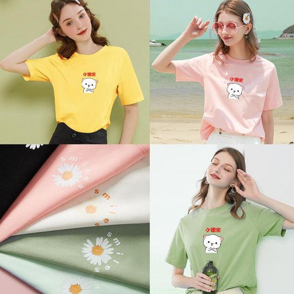 

women's t-shirt 2021 summer cartoon anime series oversized cotton tshirt cute short sleeve soft and comfortable, White