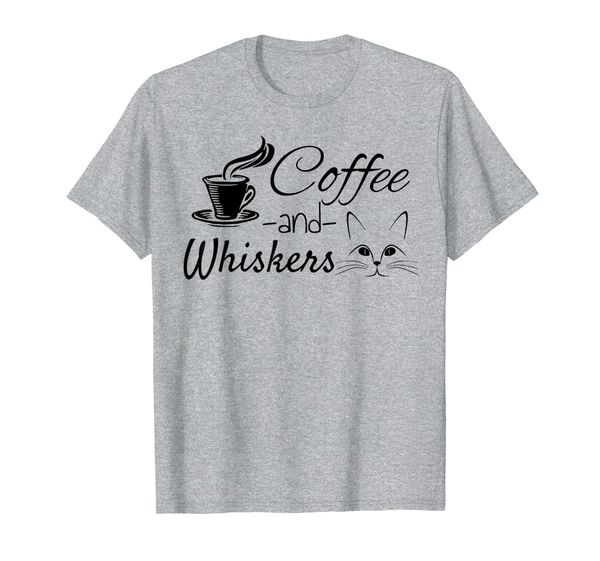 

coffee and whiskers cat lovers coffee addict t-shirt, White;black